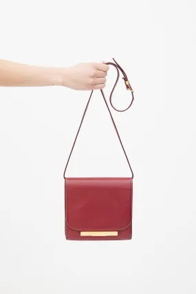 Red Leather Classic Flap Shoulder Bag