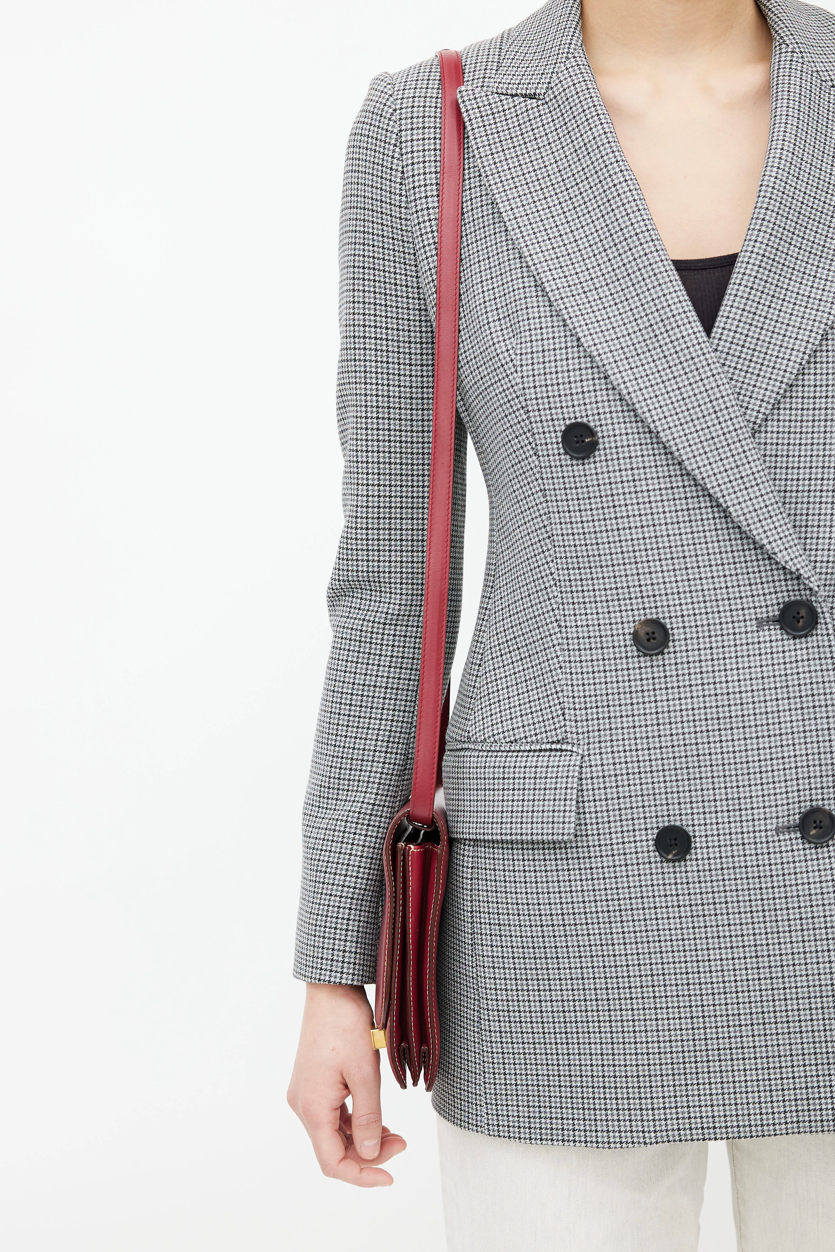 Red Leather Classic Flap Shoulder Bag