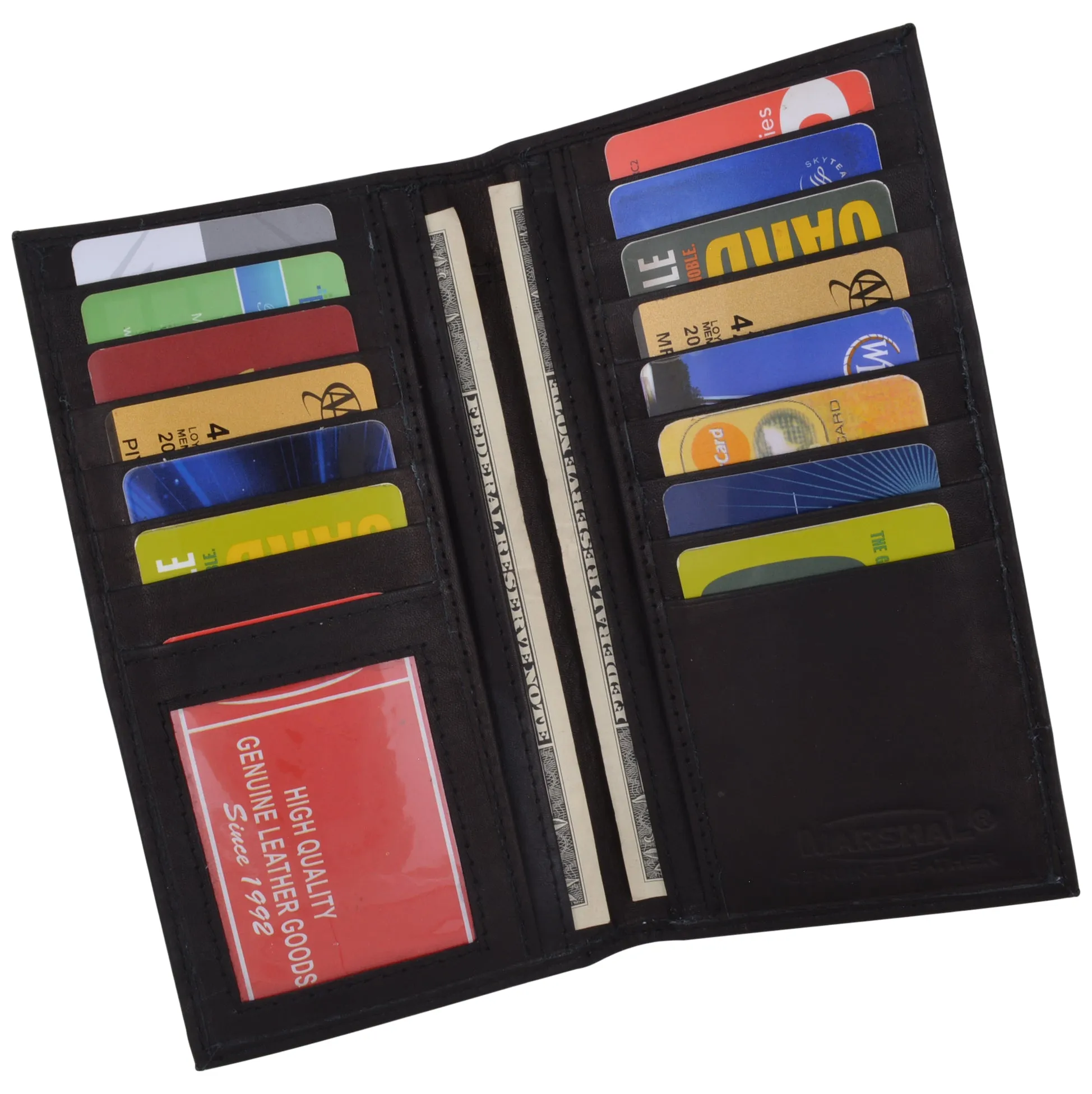RFID Blocking Chain Wallets for Men Biker Long Bifold Genuine Leather Wallet with Chain
