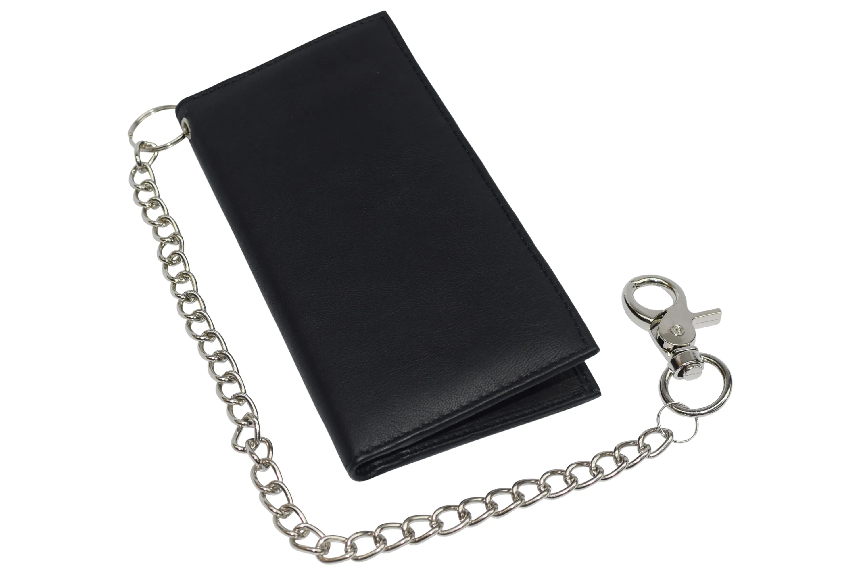 RFID Blocking Chain Wallets for Men Biker Long Bifold Genuine Leather Wallet with Chain
