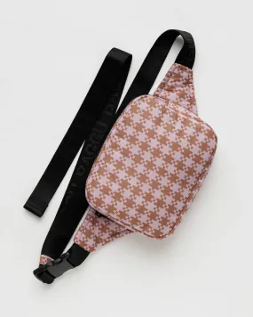 Rose Pixel Gingham Puffy Fanny Pack