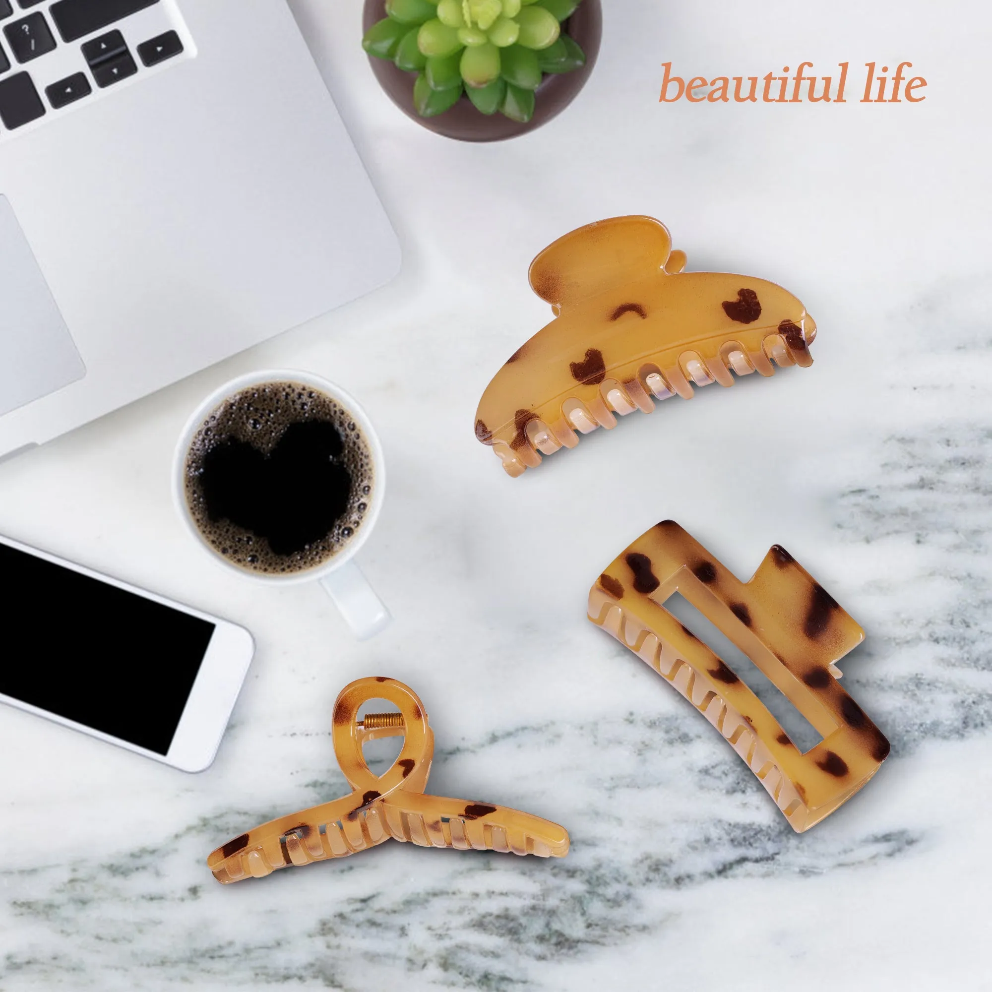 Rosmax Hair Clips, Large Banana Hair Claw Clips for Women Girls Thin/Thick Hair Brown, 6PC