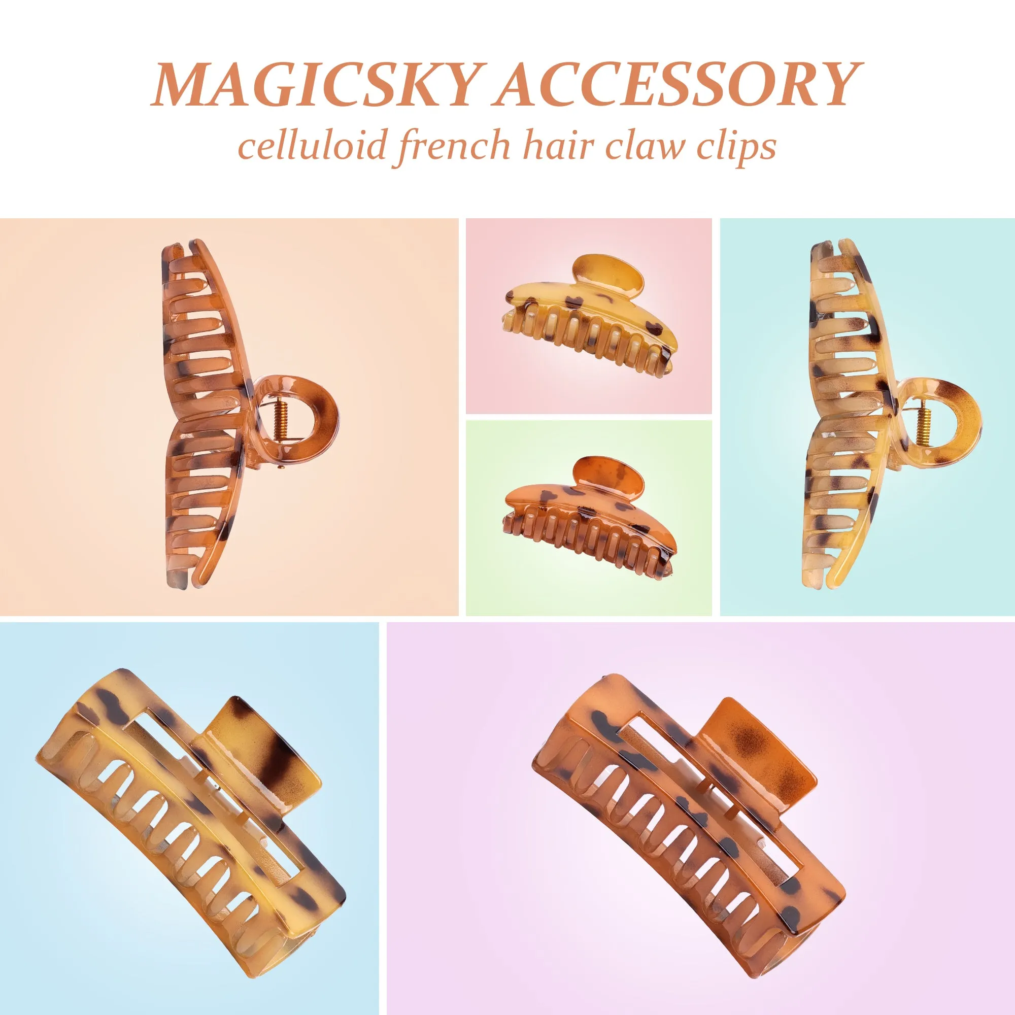 Rosmax Hair Clips, Large Banana Hair Claw Clips for Women Girls Thin/Thick Hair Brown, 6PC
