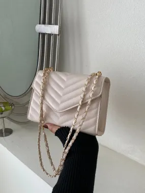 SHEIN Mini Chevron Flap Square Bag