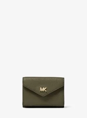 Small Pebbled Leather Tri-Fold Envelope Wallet