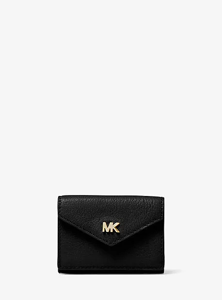 Small Pebbled Leather Tri-Fold Envelope Wallet