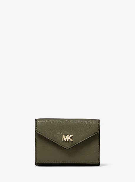 Small Pebbled Leather Tri-Fold Envelope Wallet