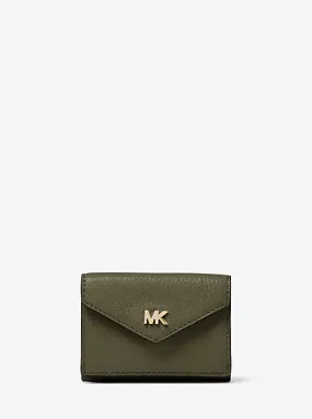 Small Pebbled Leather Tri-Fold Envelope Wallet