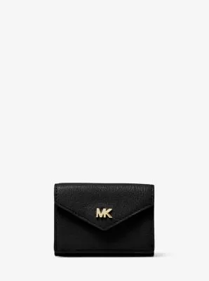 Small Pebbled Leather Tri-Fold Envelope Wallet