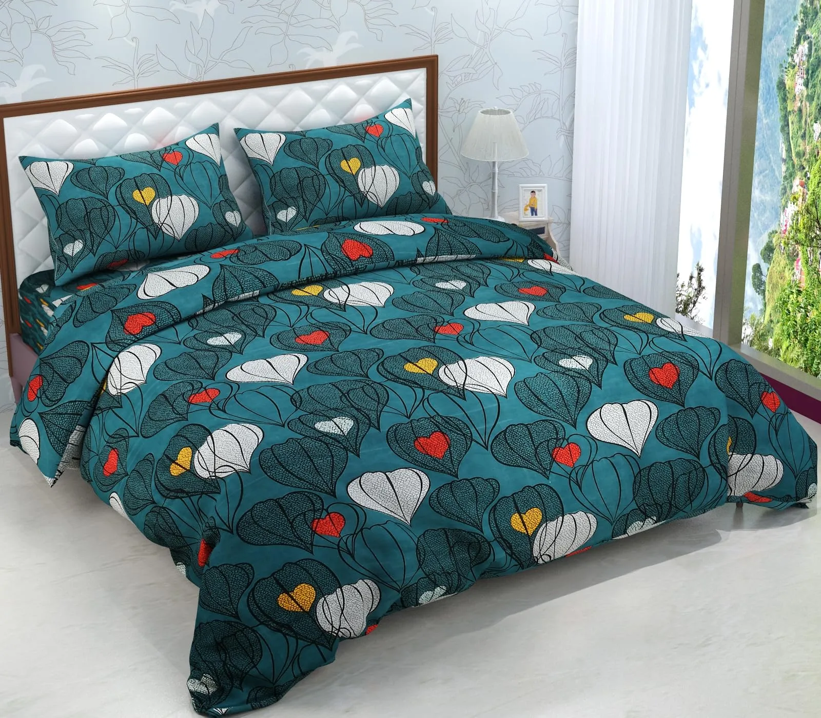 Soniasaa Combo Pack of 2 Double Bedsheet with 4 Pillow Covers 238 TC Soft Brushed Cotton-Blend -Long Lasting & Wrinkle Free Bedsheet for Double Bed Combo Pack