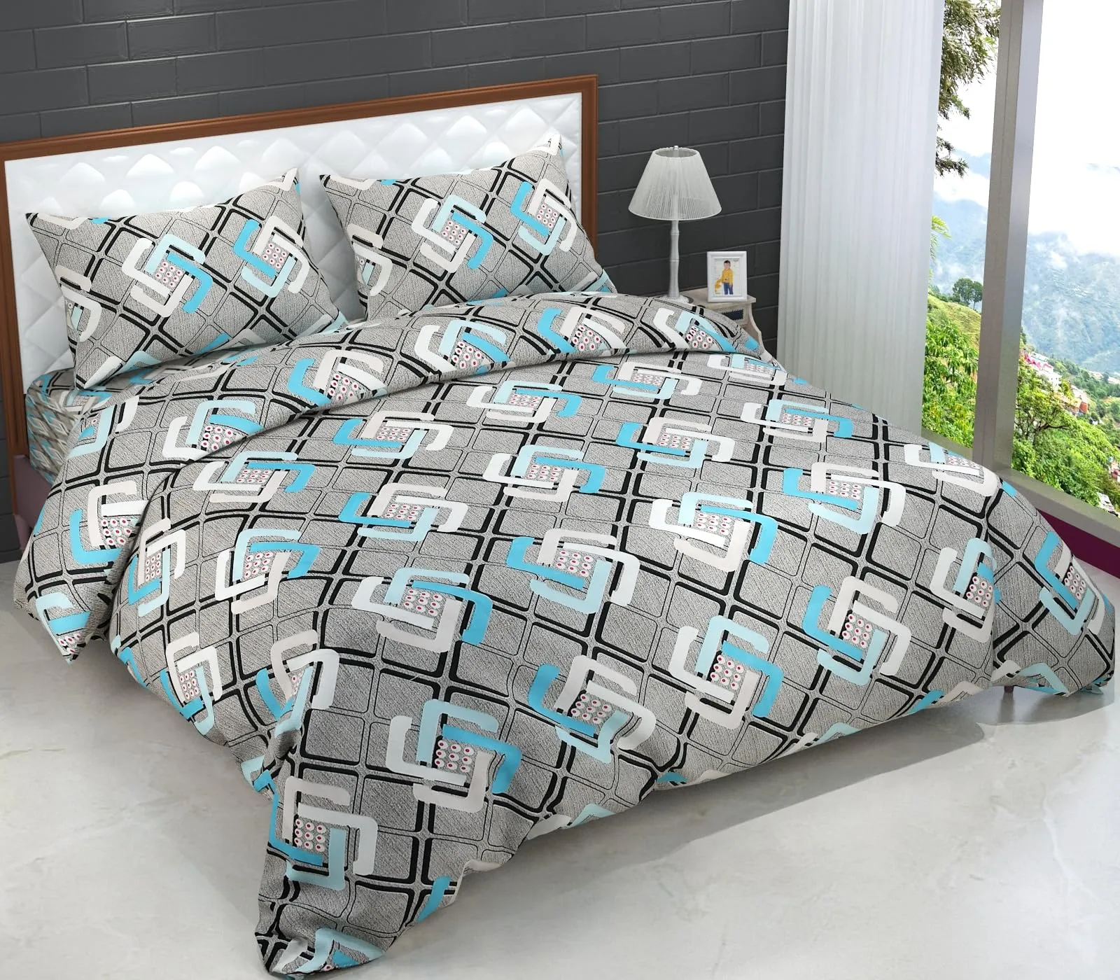 Soniasaa Combo Pack of 2 Double Bedsheet with 4 Pillow Covers 258 TC Soft Brushed Cotton-Blend -Long Lasting & Wrinkle Free Bedsheet for Double Bed Combo Pack