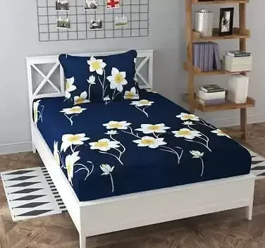 Soniasaa Combo Pack of 2 Single Bedsheet with 2 Pillow Covers 256 TC Soft Brushed Cotton-Blend -Long Lasting & Wrinkle Free Bedsheet for Single Bed Combo Pack Multicolor
