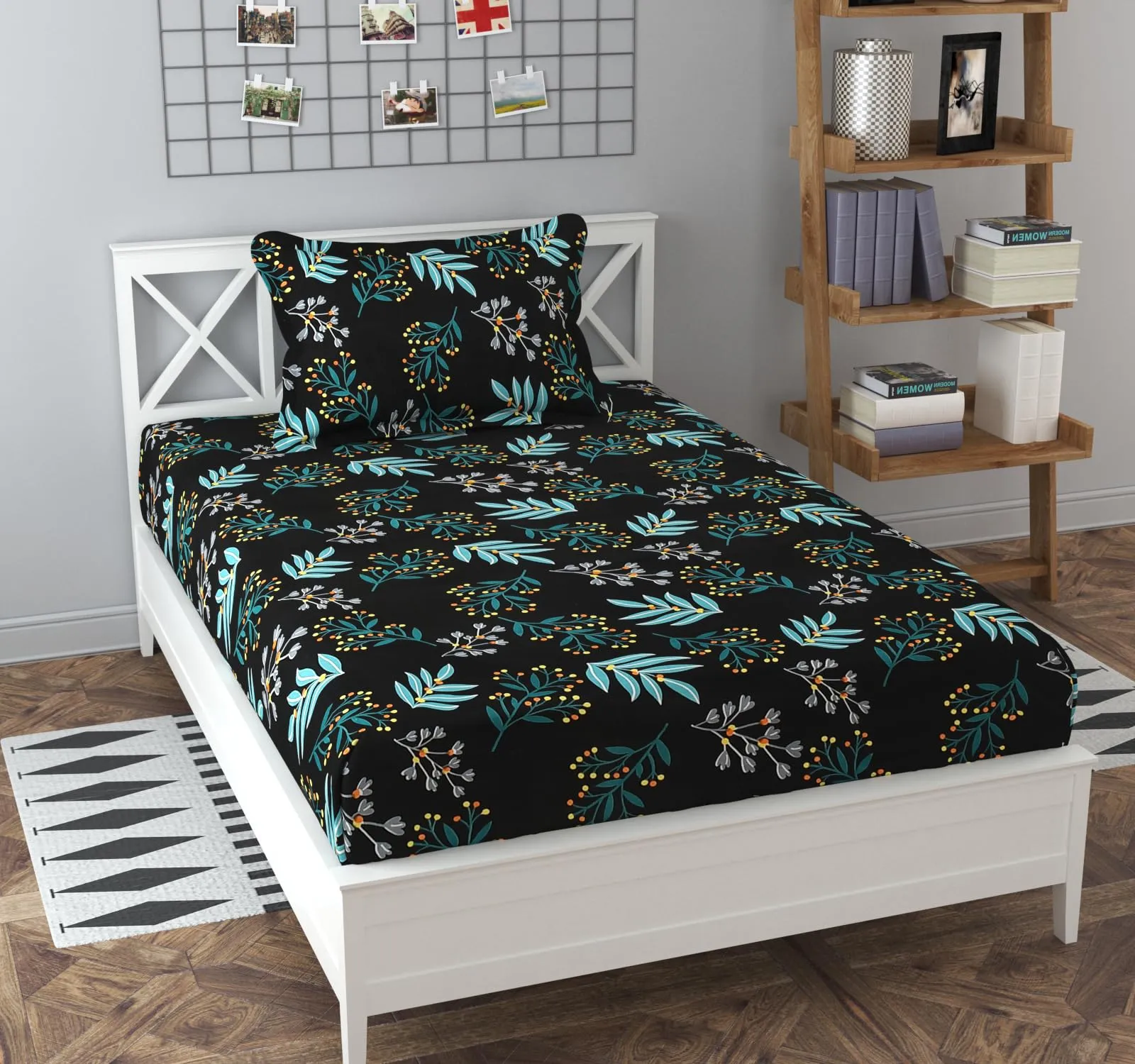Soniasaa Combo Pack of 2 Single Bedsheet with 2 Pillow Covers 256 TC Soft Brushed Cotton-Blend -Long Lasting & Wrinkle Free Bedsheet for Single Bed Combo Pack Multicolor