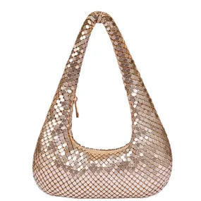 Sook Stainable Sparkly Fabric Shoulder Bag Gold