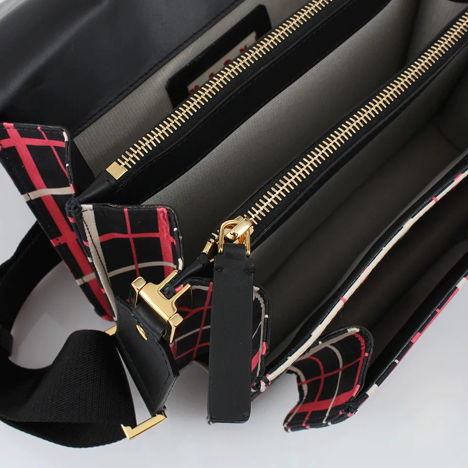 Striped Shoulder Bag With Jeweled Flap