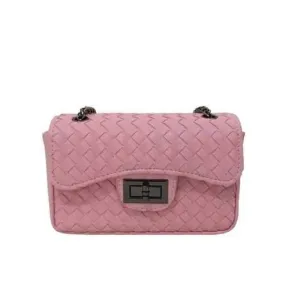 Sweet Twist-Lock Closure and Chain Design Crossbody Bag For Women - Pink