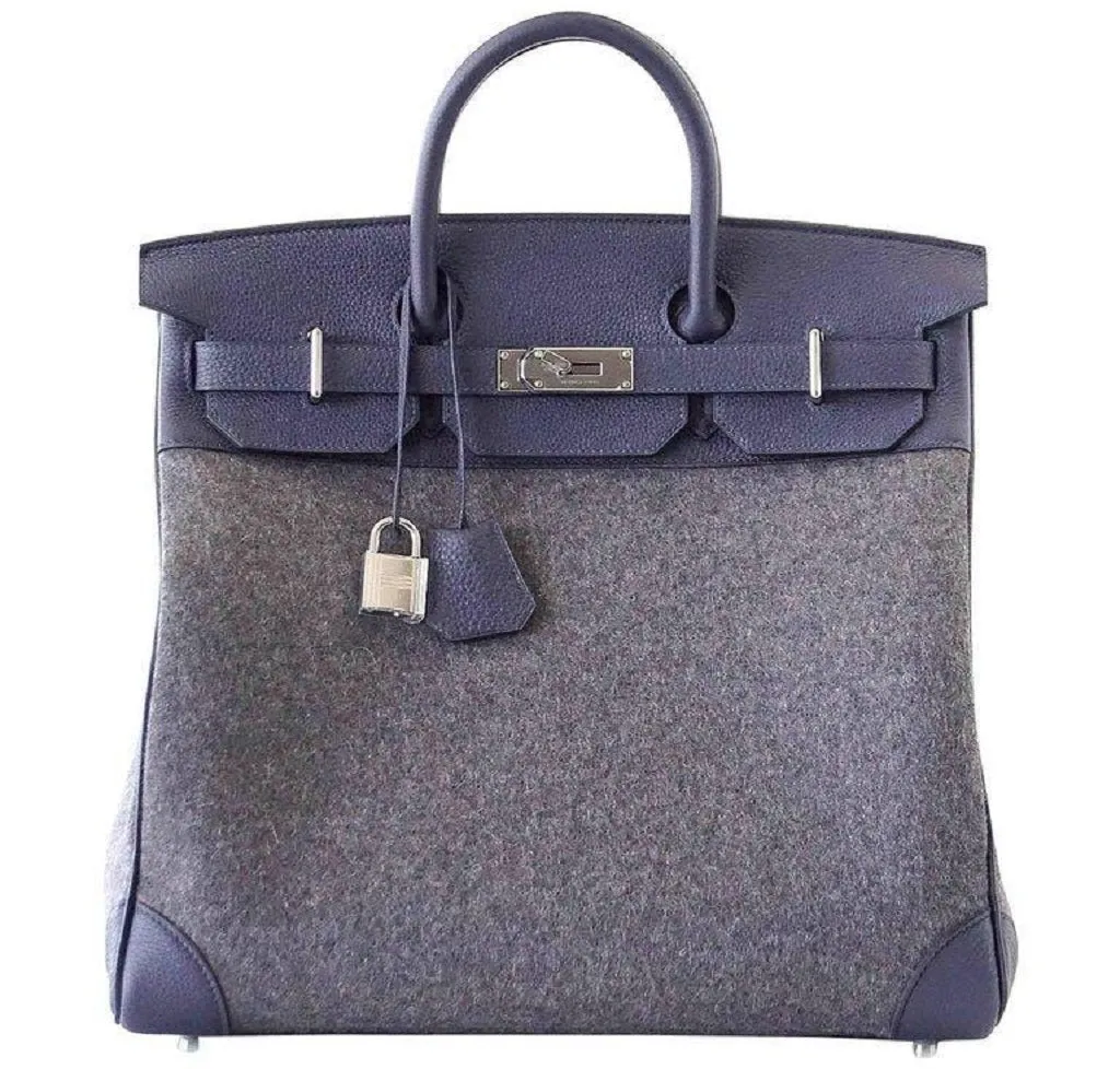 Trendy Inspired Hermès Birkin 40 Hac Gris Wool Blue Togo Phw Bag