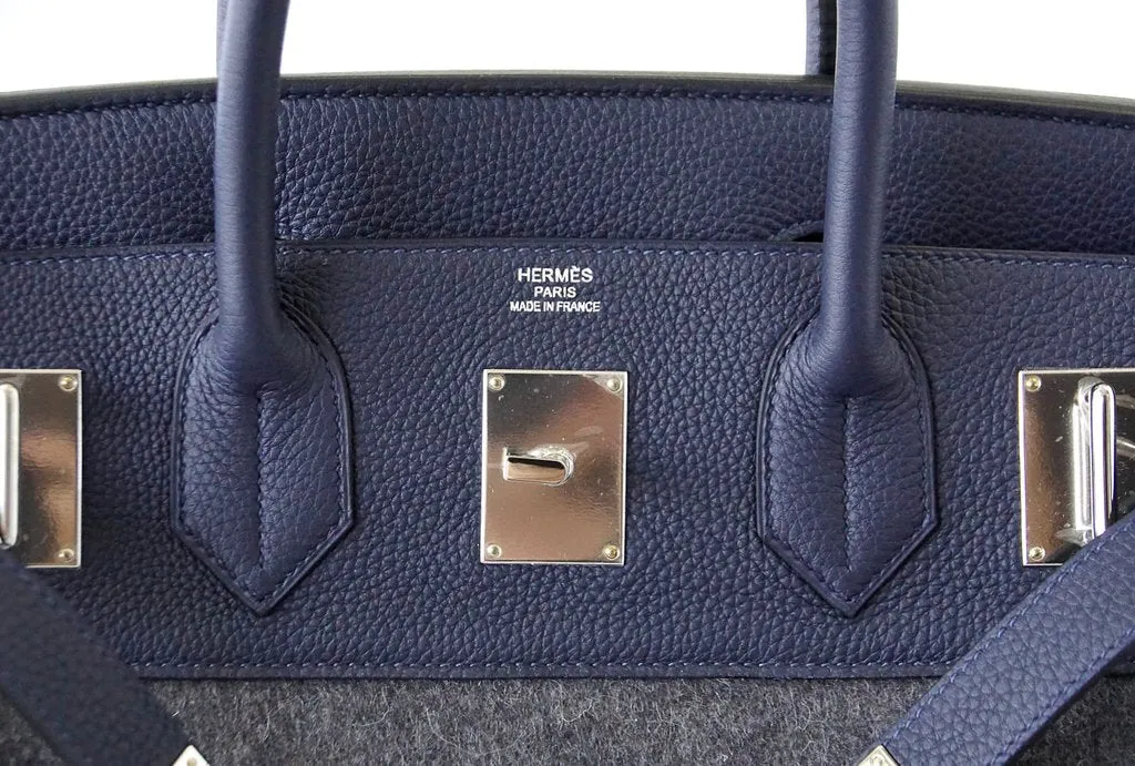Trendy Inspired Hermès Birkin 40 Hac Gris Wool Blue Togo Phw Bag