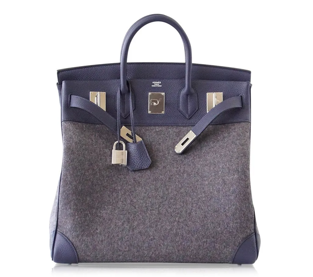 Trendy Inspired Hermès Birkin 40 Hac Gris Wool Blue Togo Phw Bag