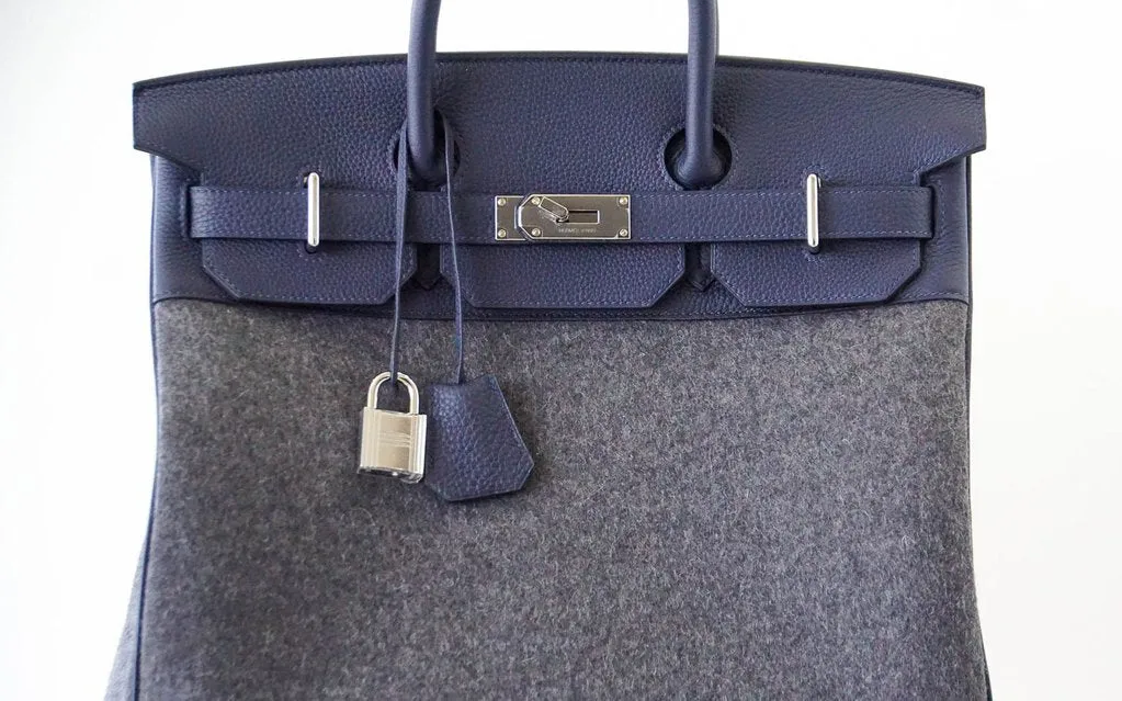 Trendy Inspired Hermès Birkin 40 Hac Gris Wool Blue Togo Phw Bag