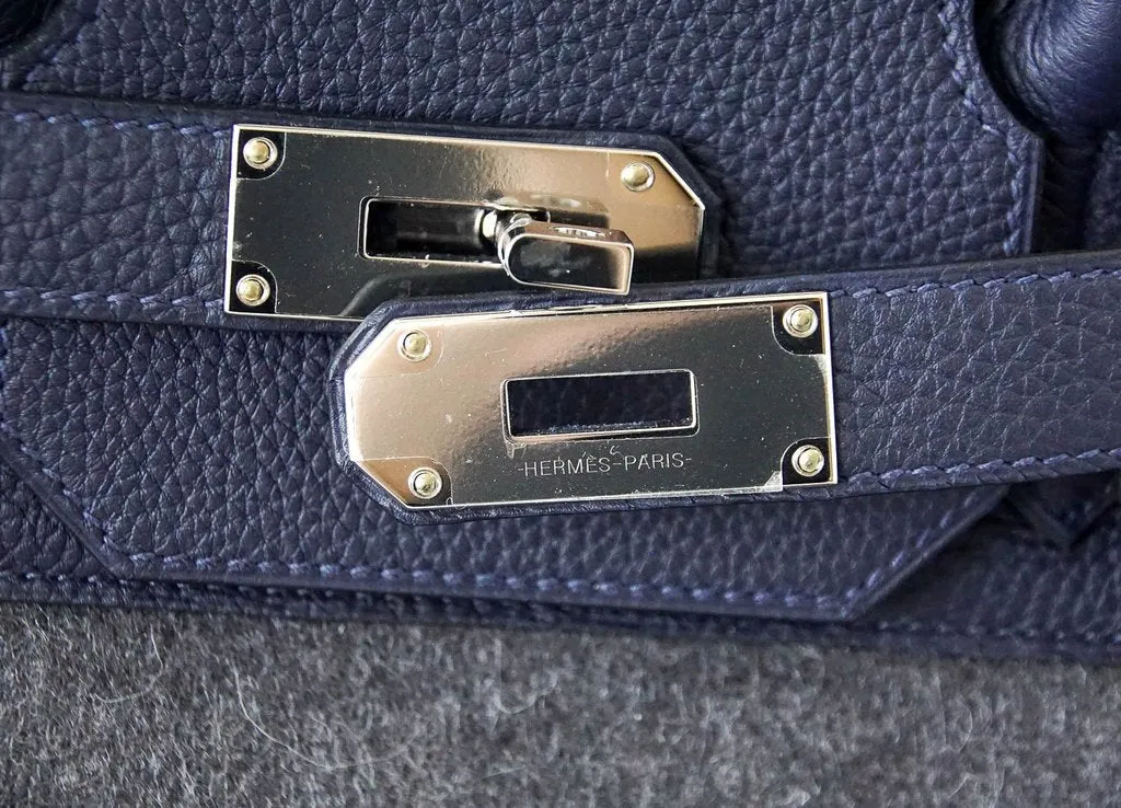 Trendy Inspired Hermès Birkin 40 Hac Gris Wool Blue Togo Phw Bag
