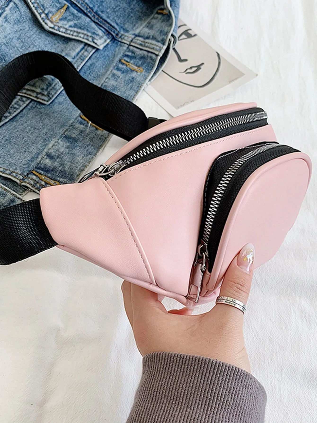 Two Tone Pocket Front Fanny Pack