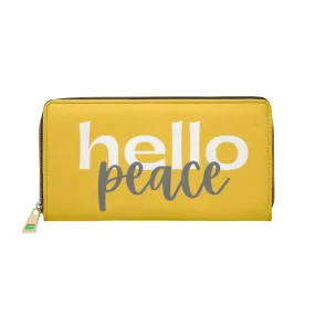 Uniquely You Womens Wallet - Zip Purse / Yellow & White Hello Peace