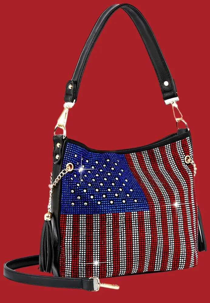USA Rhinestone Flag Handbag