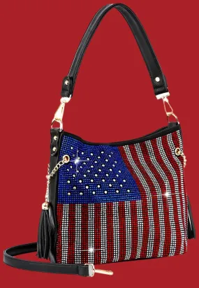 USA Rhinestone Flag Handbag