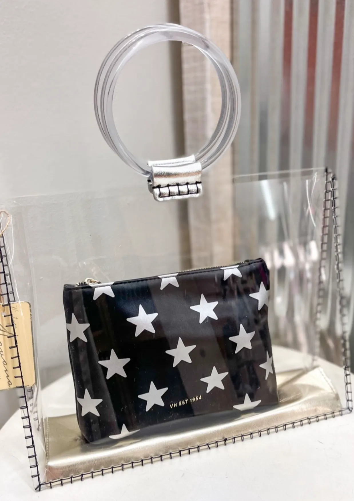 Vintage Havana Molly 2 Clear Vinyl Handbag with Black Clutch