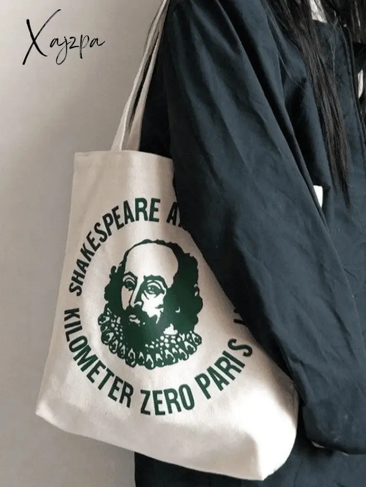 Vintage Print Canvas Shopper Bag