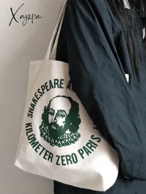 Vintage Print Canvas Shopper Bag