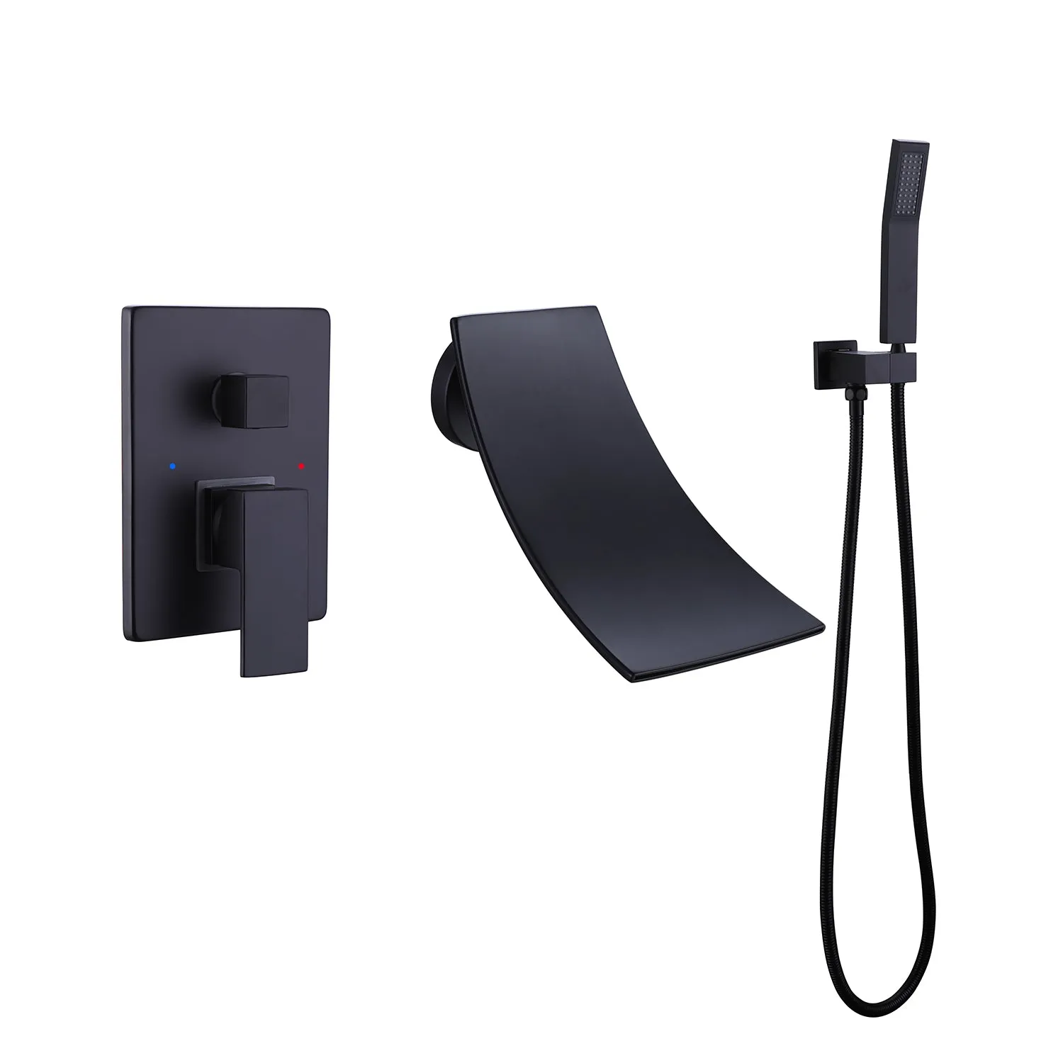 Wall Mounted Waterfall Bathtub Faucet with Hand Shower RB1088