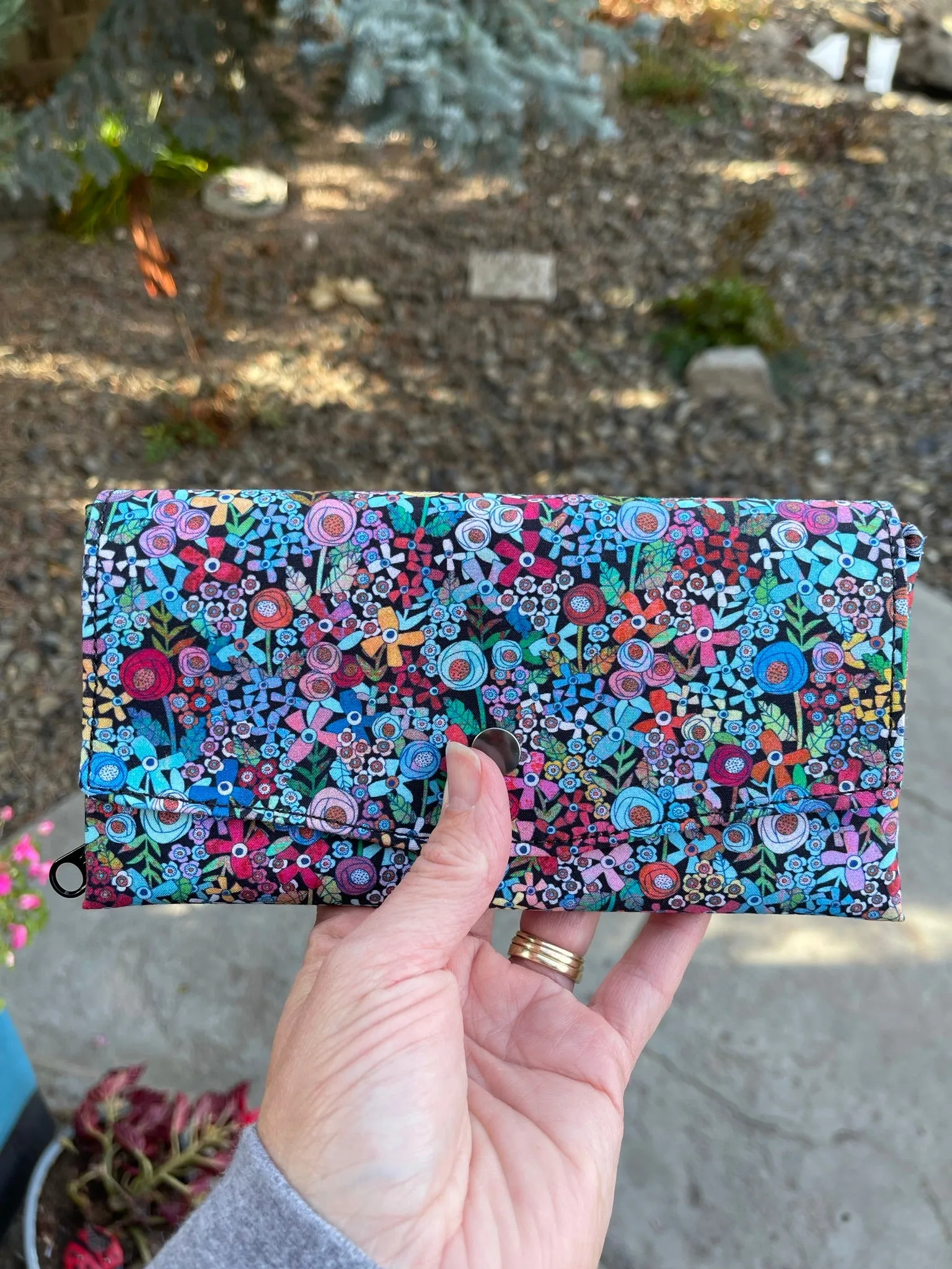 Wallet - Slim Large Wallet - Light Weight - Mini Wild Flowers Fabric