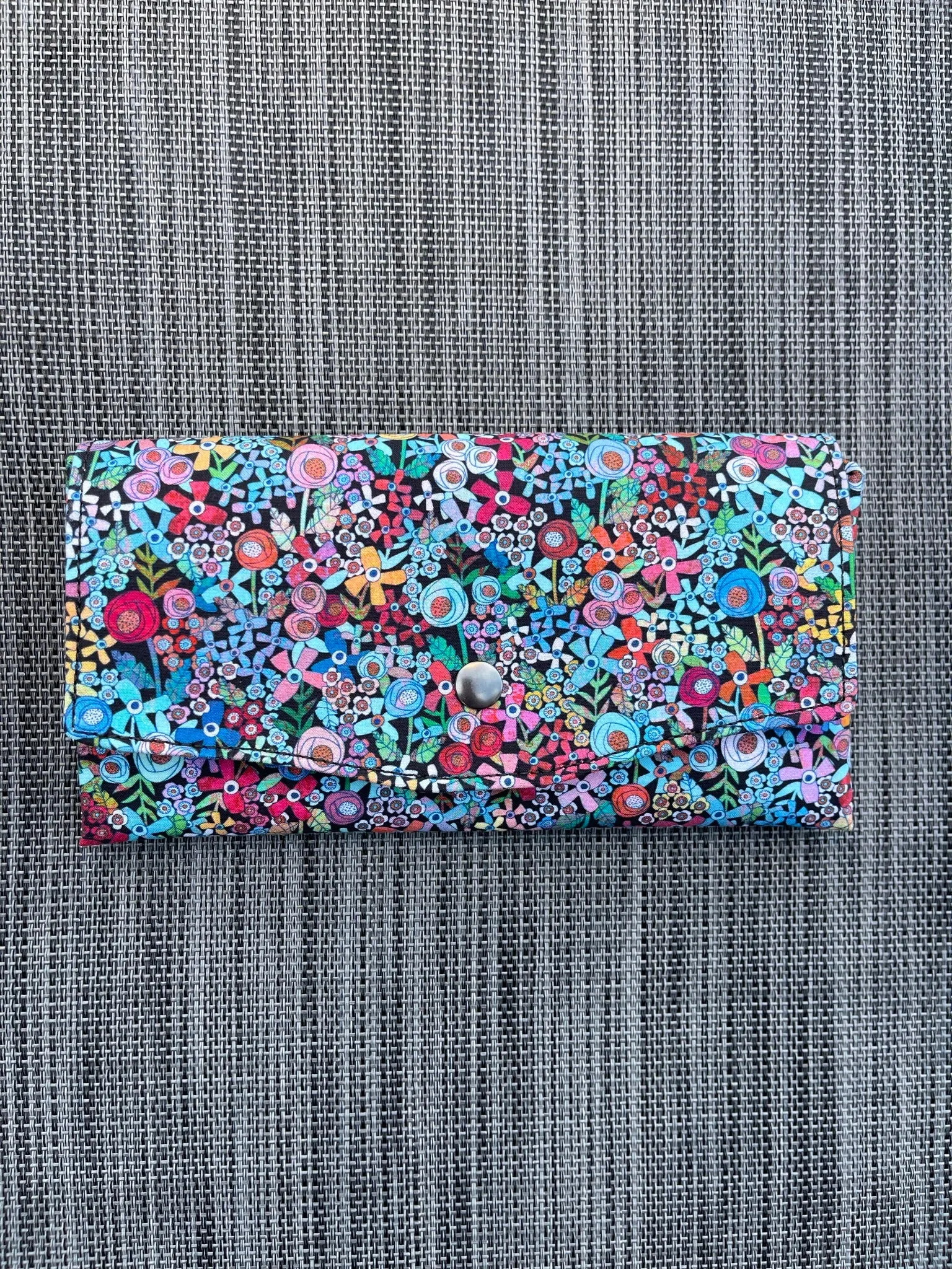 Wallet - Slim Large Wallet - Light Weight - Mini Wild Flowers Fabric
