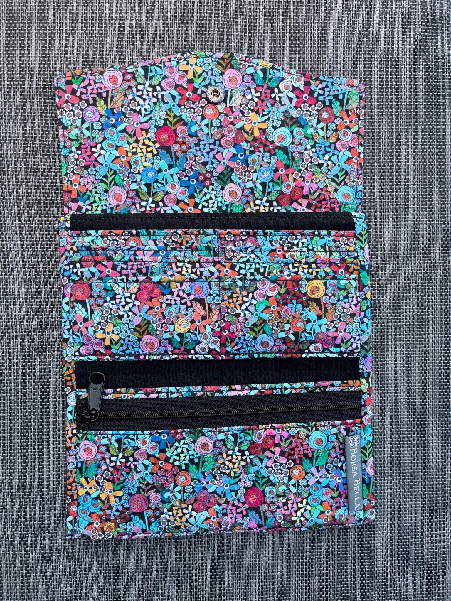 Wallet - Slim Large Wallet - Light Weight - Mini Wild Flowers Fabric