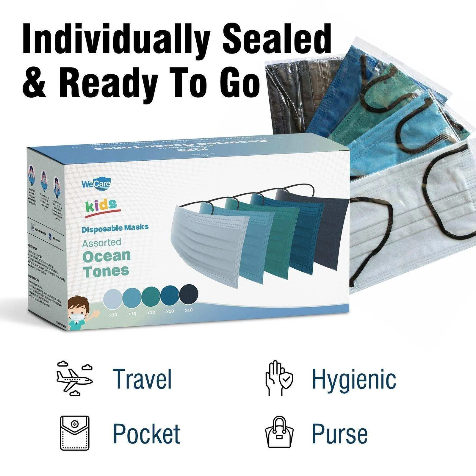 WeCare Kids Assorted Ocean Tones Masks