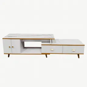 White/Black Bone Gold Adjustable Plasma TV Stand -TV-302
