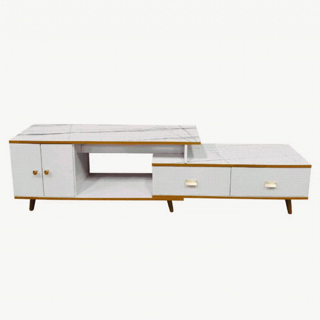 White/Black Bone Gold Adjustable Plasma TV Stand -TV-302