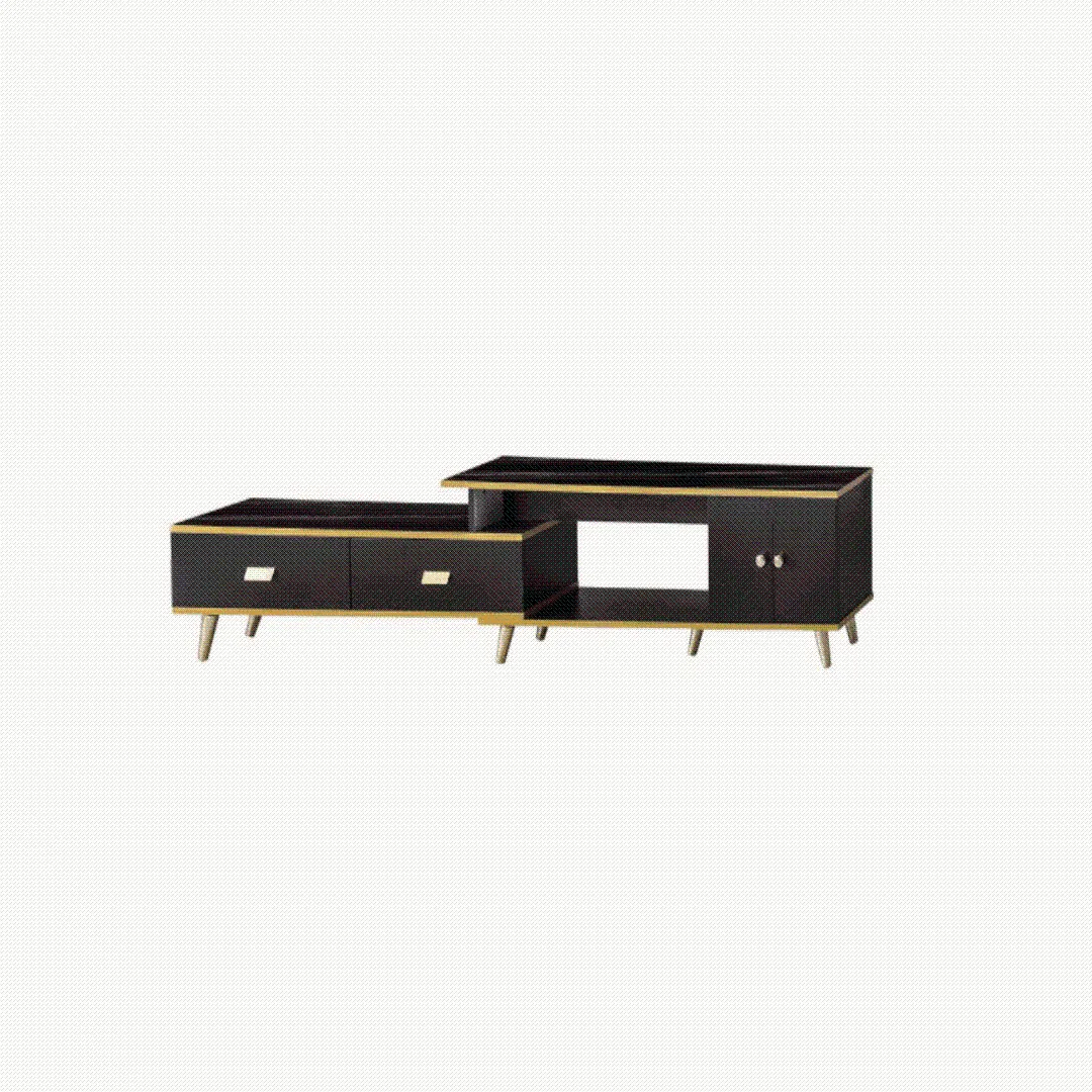 White/Black Bone Gold Adjustable Plasma TV Stand -TV-302