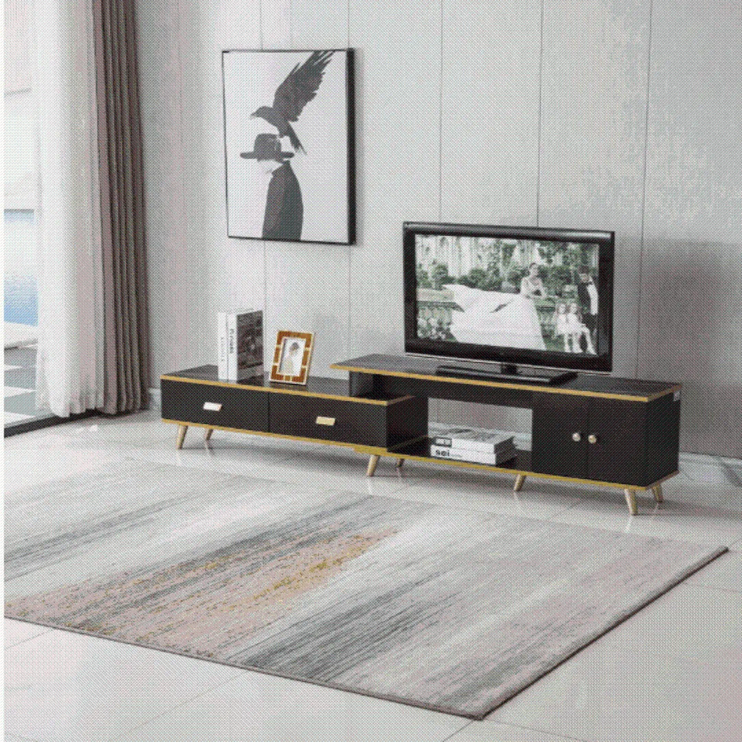 White/Black Bone Gold Adjustable Plasma TV Stand -TV-302