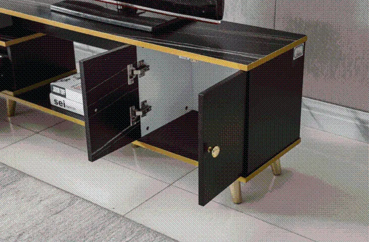 White/Black Bone Gold Adjustable Plasma TV Stand -TV-302