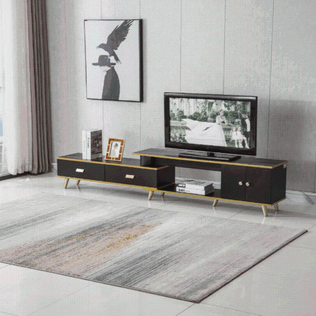 White/Black Bone Gold Adjustable Plasma TV Stand -TV-302