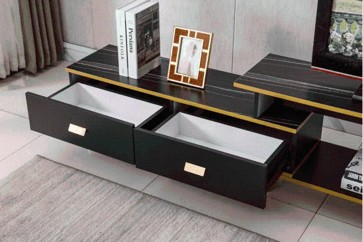 White/Black Bone Gold Adjustable Plasma TV Stand -TV-302