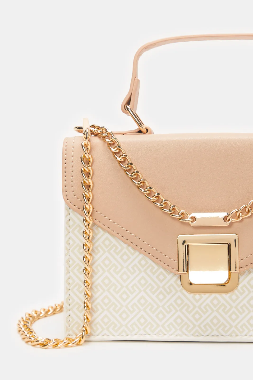 Women Beige Flap Messenger Bag