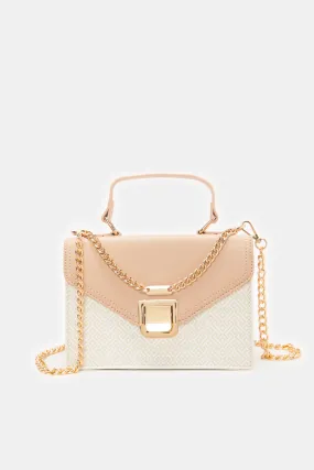 Women Beige Flap Messenger Bag