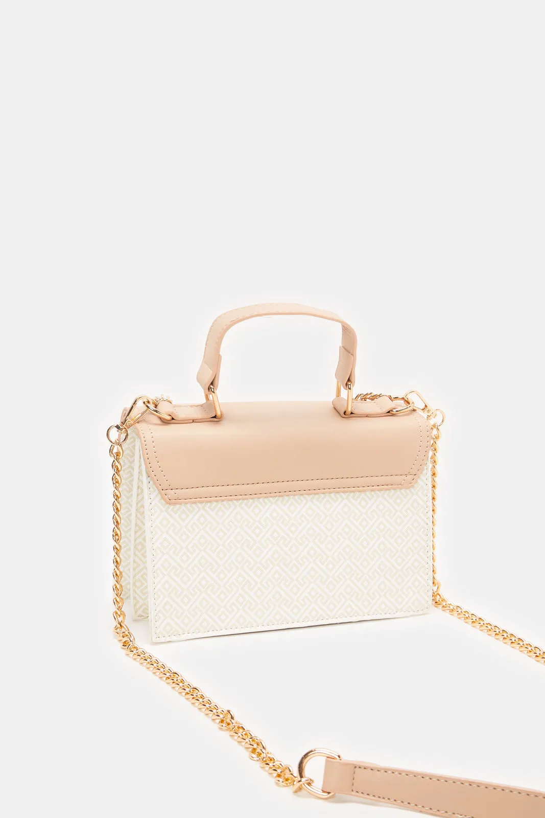 Women Beige Flap Messenger Bag