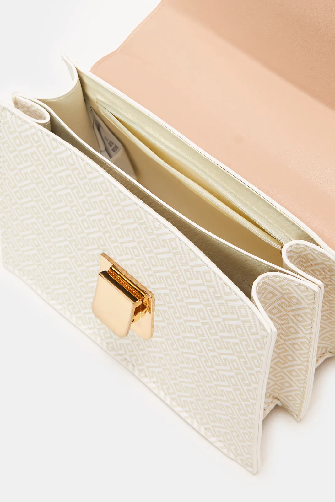 Women Beige Flap Messenger Bag