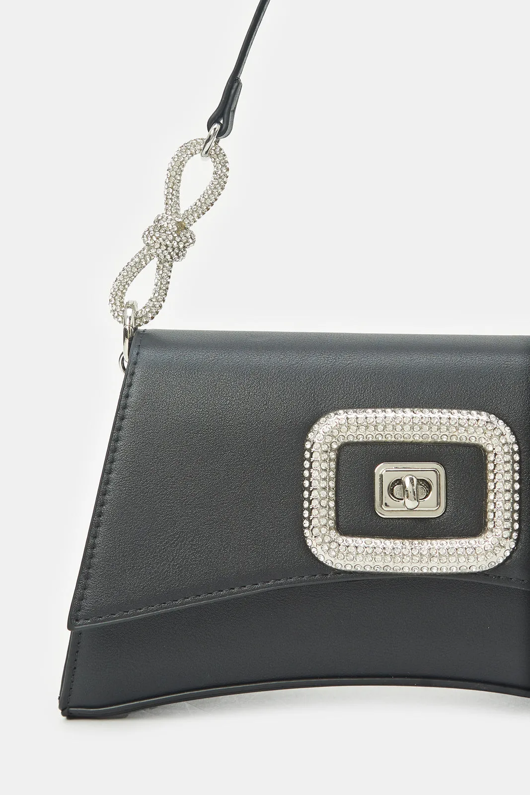Women Black Embellished Evening Bag