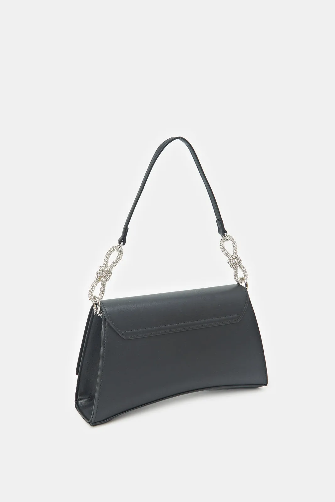 Women Black Embellished Evening Bag